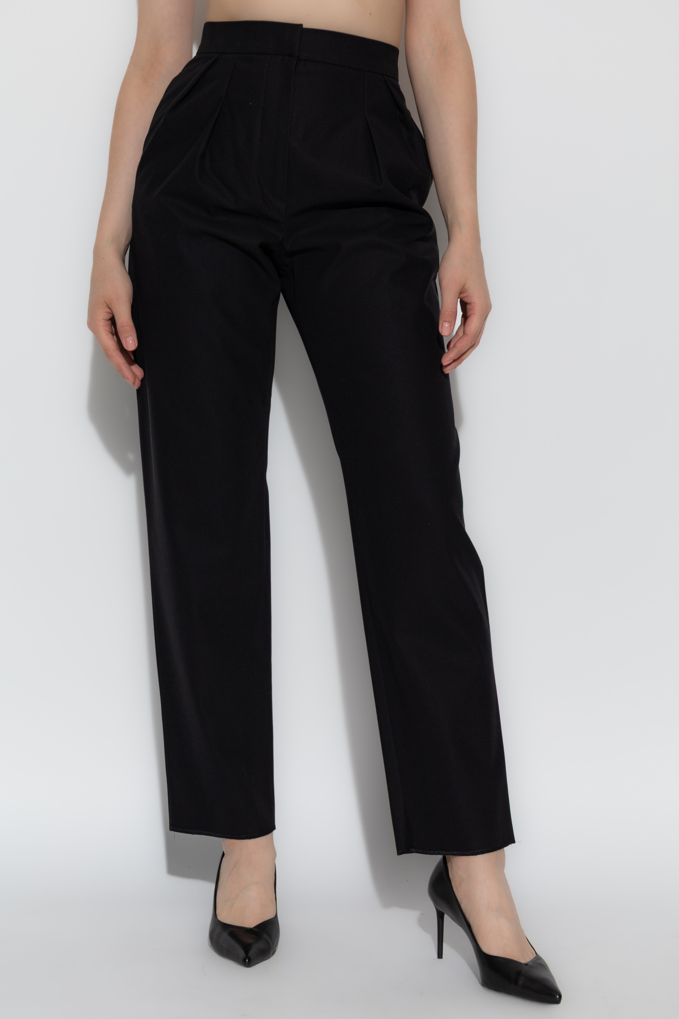 パンツ Max Mara Dede Carrot' Black Cotton Pants Cotton satin trousers, black | 
